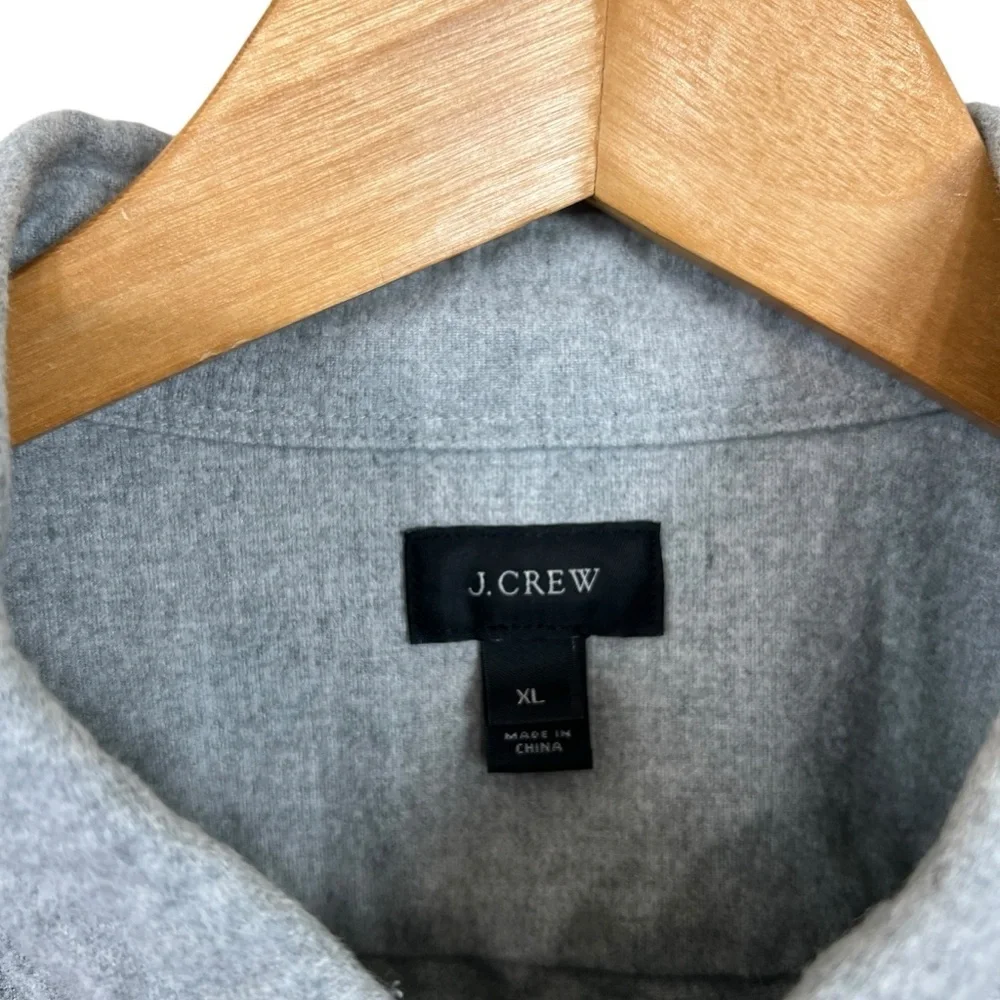 J. Crew Gray Long Sleeve Button Up Shirt w/ Brown Suede Elbow Patches Size XL
